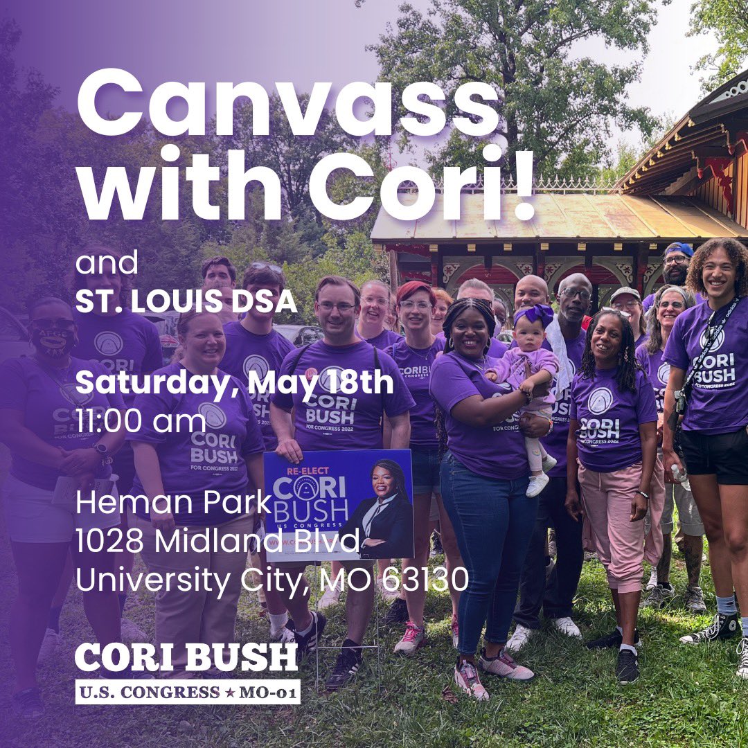 Join me and @stlouisdsa on Saturday for a canvass kick-off! Let’s show St. Louis what solidarity looks like 👇🏾 actionnetwork.org/events/canvass…