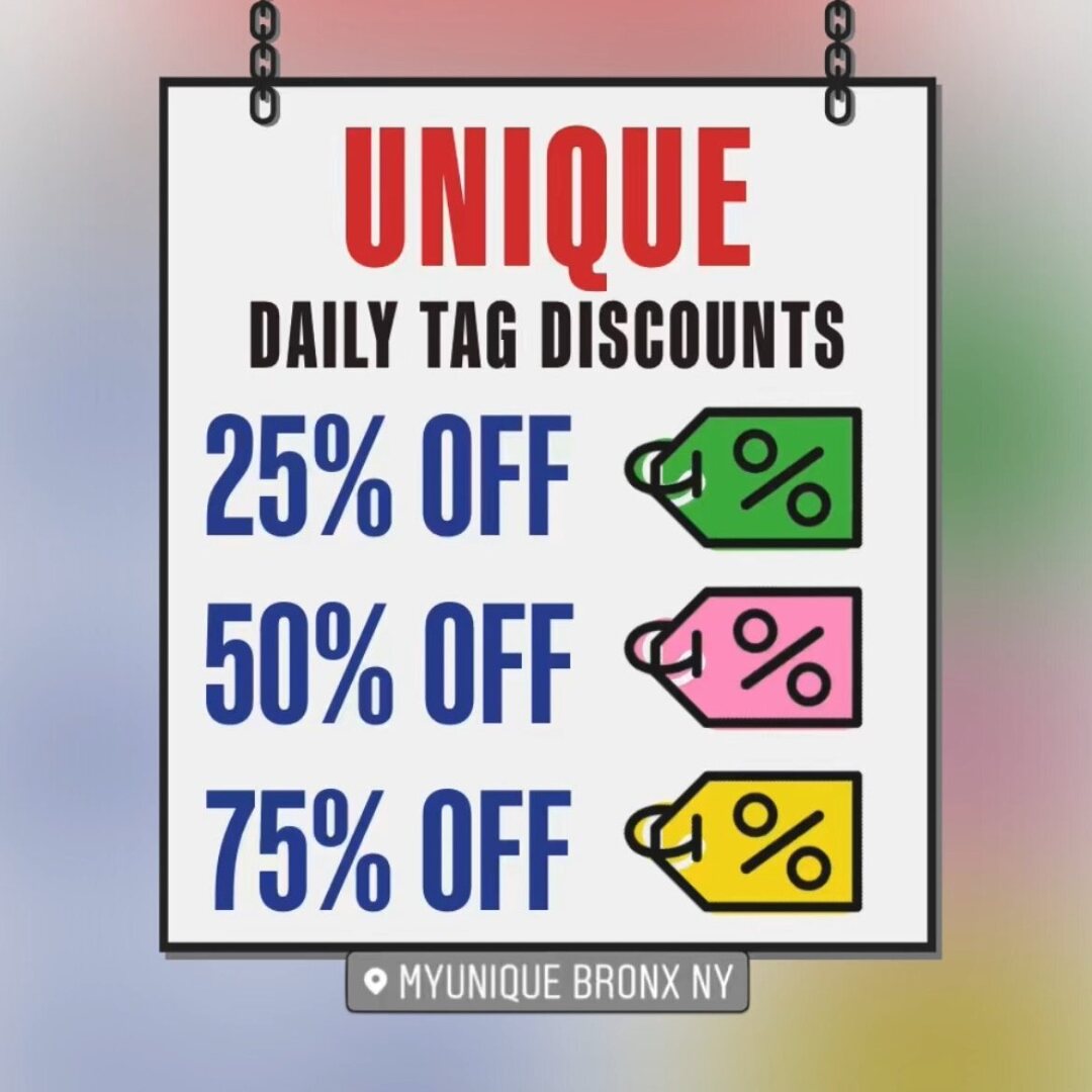 Find #BIGSavings at our #Bronx #NY store with these NEW #Discount Tag Colors! #MyUniqueFinds