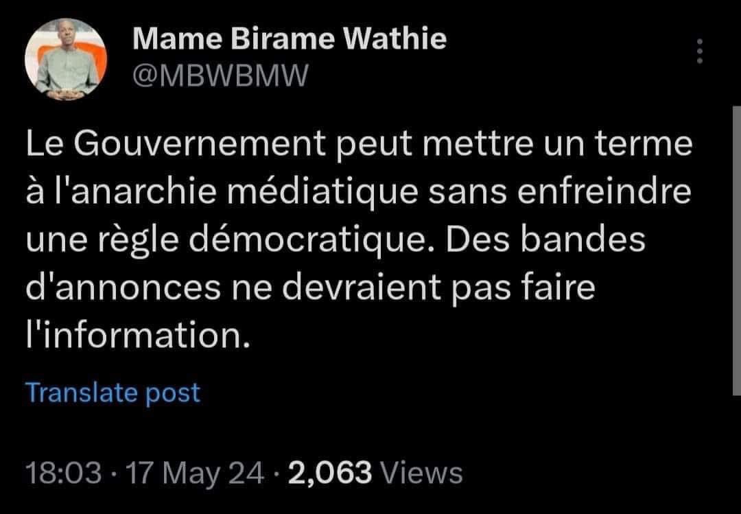 Mame Birame Wathie a absolument raison 👏🏽👏🏽👏🏽