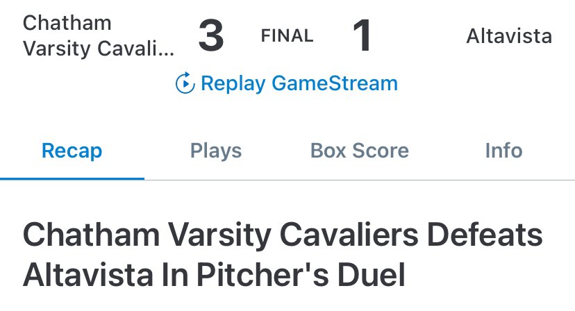 CHS vs Altavista <a href="/CHSCavaliersBB/">Chatham Cavaliers Baseball</a> <a href="/ChathamHSSports/">ChathamHSAthletics</a> <a href="/davinbnt/">Davin Wilson</a> @DaveWallsWSET
