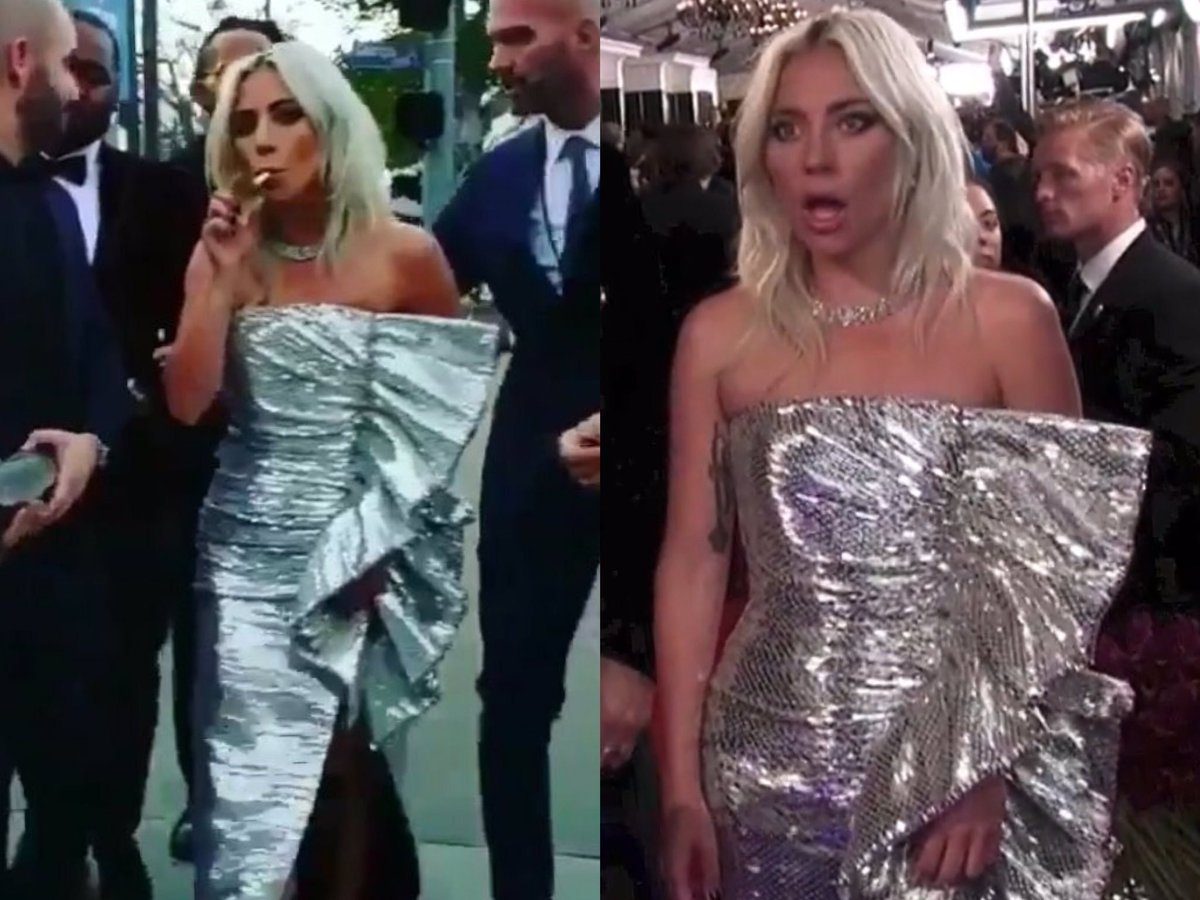 gagasyuyi's tweet photo. lady gaga being stoned asf at the grammys https://t.co/06vPQWePUW