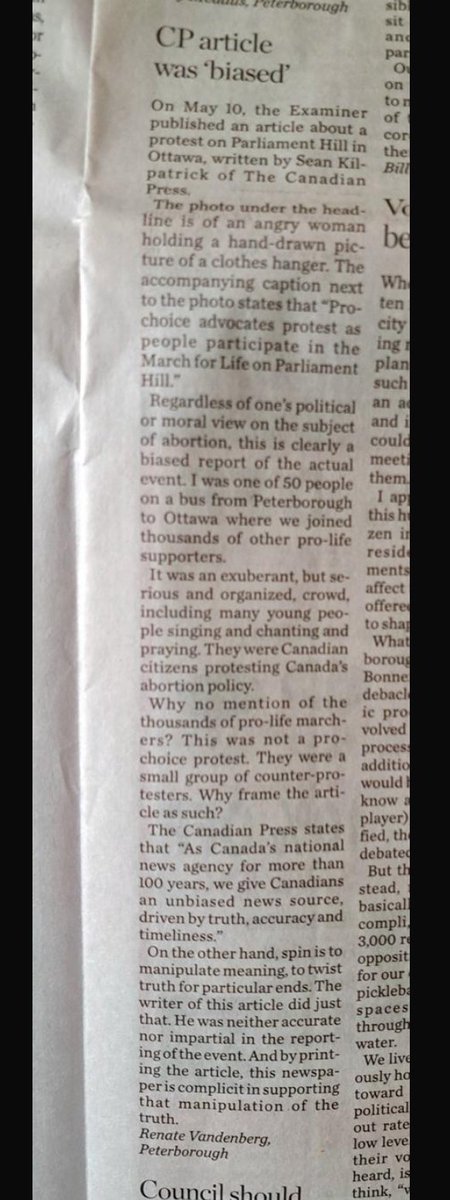 This letter writer does an excellent job addressing the Canadian Press’ biased ‘reporting’ of the National #MarchForLife.