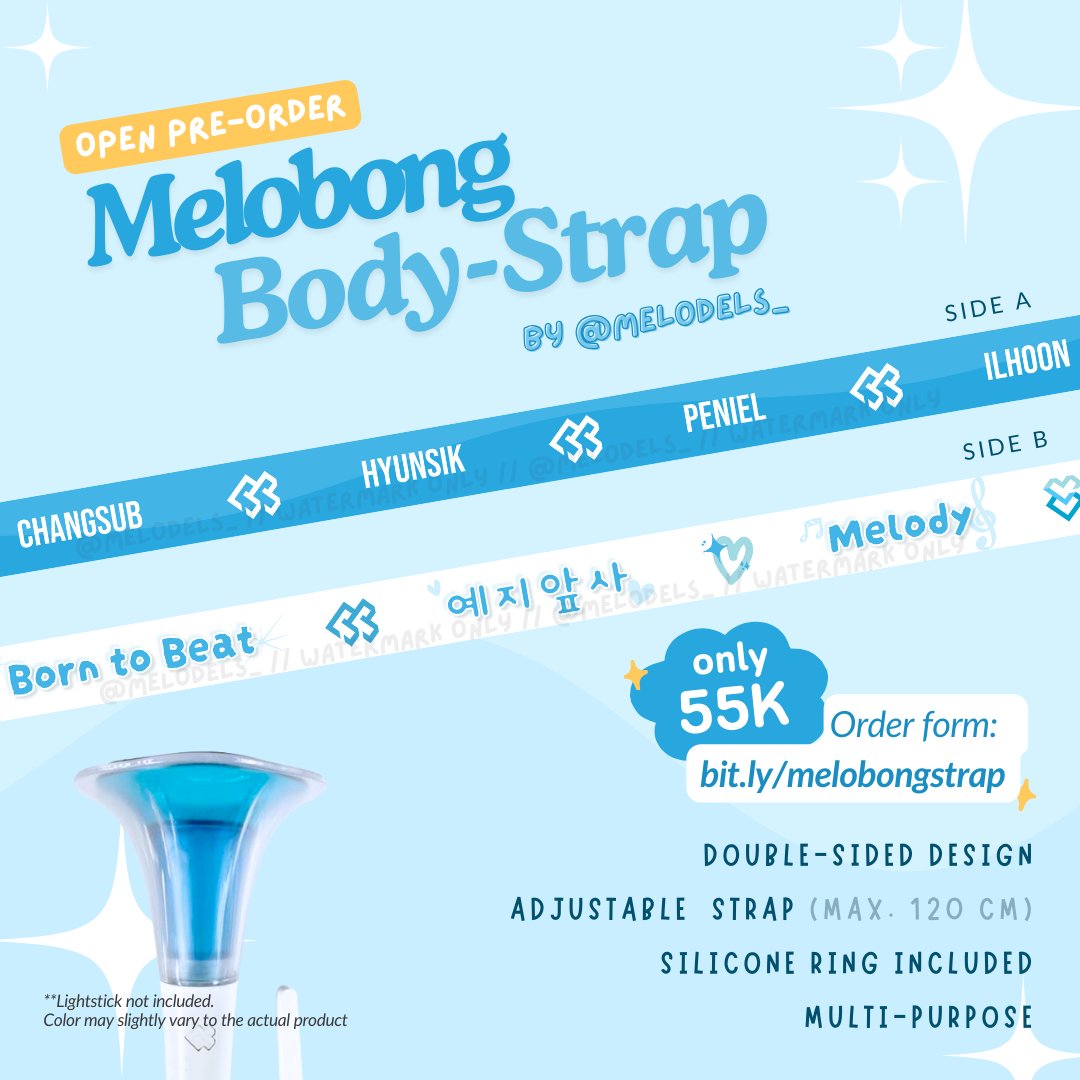 [𝐇𝐄𝐋𝐏 𝐑𝐓] #CallAMelo

[Open PO] 

*:･ﾟ✧ Melobong Body Strap :･ﾟ✧

Price: 55k DP: 35k 
*include freebies, packing

Order form: bit.ly/melobongstrap

1st Batch PO Close: 31 May / jika kuota mencukupi

tags btob lightstick strap melody fancon our dream jakarta ina