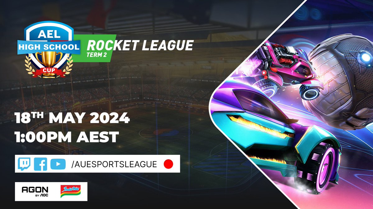 Tune in later today to watch Week 3 of Rocket League in the AEL High Schools Cup!

🔴1PM AEST
📺twitch.tv/auesportsleague
🎙️<a href="/Metis_OCE/">Metis</a> &amp; <a href="/MendrixNm/">Mendrix</a> 

The AEL is proudly sponsored by <a href="/AGONbyAOC/">AGON by AOC</a> &amp; <a href="/Indomielovers/">Indomie</a>