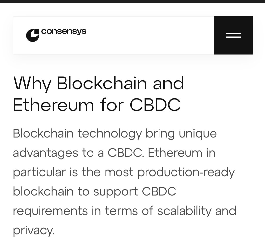 @B4sti0n @DavidShares My understanding is the VC firm, Consensys - which backs many Ethereum projects - is priming the pump for design and implementation of CBDCs on Ethereum. I suspect the bankers are protecting their own. @AaronRDay runs workshops and Twitter spaces on the CBDC problem. Follow him