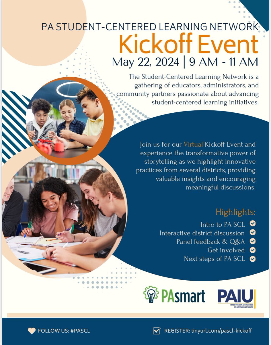 PA educators, Join us on Wednesday morning! There’s still time to register! 🗓️⏳tinyurl.com/pascl-kickoff

We currently have over 185 registrants from all across the state raising their hand to join our #StudentCenteredLearning network. 

#PASCL