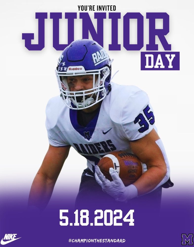 Can’t wait to be up @MountUnionFB tomorrow for their junior day!! @jmarkowski_8 @CoachGeoffDartt @jbuttermore2 @GoldenBears_FB