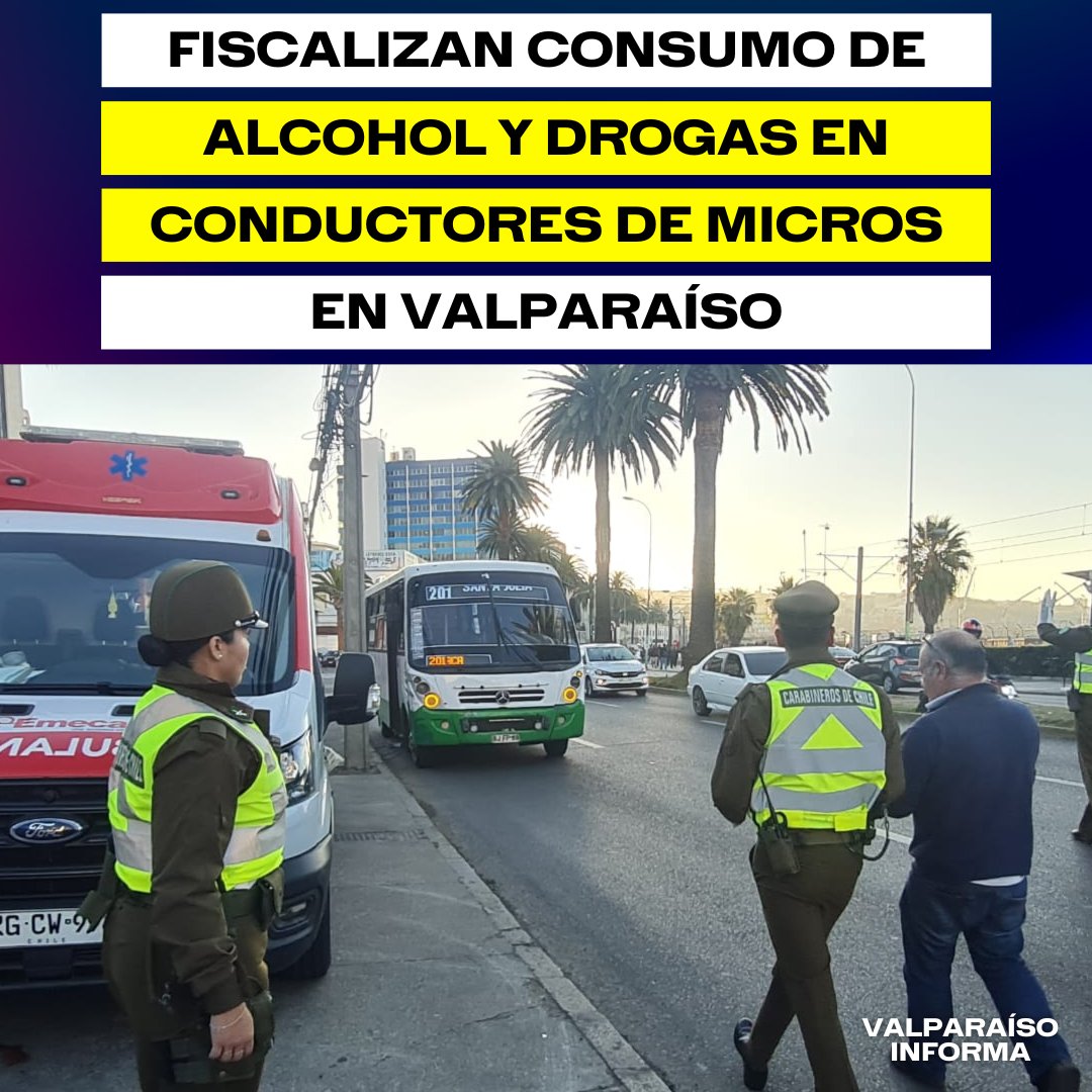 La tarde de este viernes, el Ministerio de Transporte implementó una fiscalización en la Avenida Errázuriz, cerca del eje Bellavista, en Valparaíso.

El objetivo de este operativo, que contó con la participación de funcionarios de Carabineros y SENDA, es controlar el consumo de