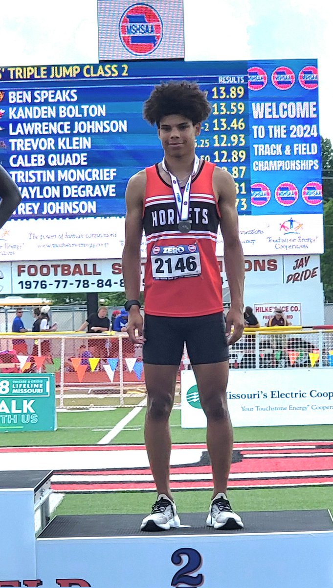Crystal City senior Kanden Bolton finished second in the triple jump in 13.59 meters at the Class 2 track and field championships Friday in Jefferson City.