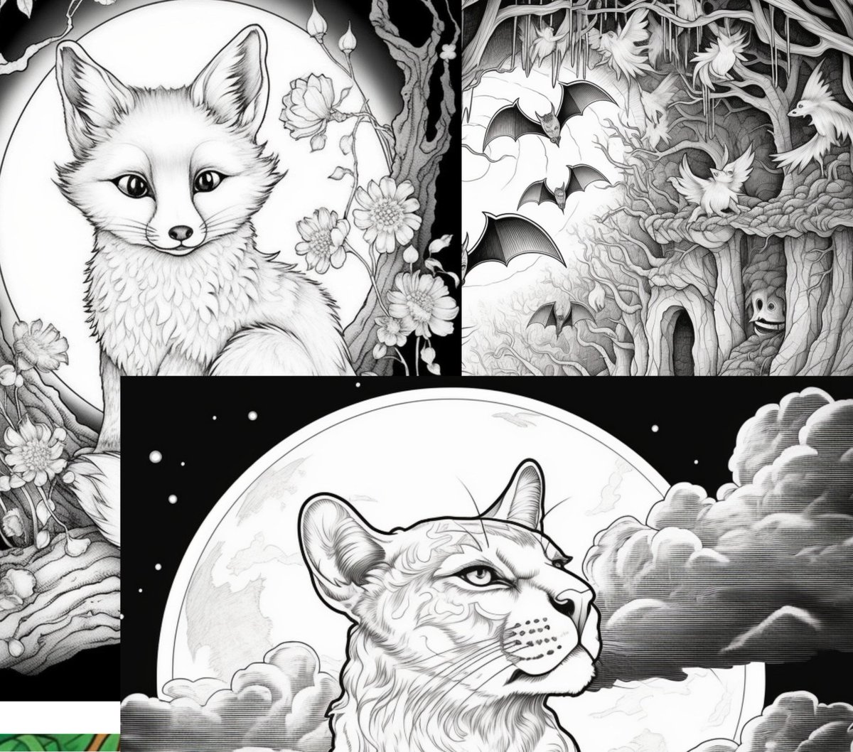 The Magic of the Forest Coloring Page Book, Adults + kids- Instant Download Grayscale Coloring Page, Printable PDF, forest animals  coloring tuppu.net/b5d2c3e0 #Etsy #coloringbook #printable coloring #ColoringPage #coloring adult #ForestElf