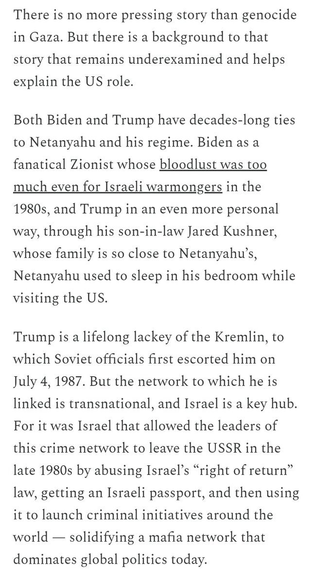 'Both Biden and Trump have decades-long ties to Netanyahu and his regime.' sarahkendzior.substack.com/p/red-lines