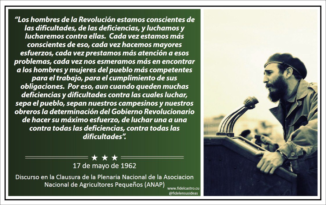 🎙️ #FidelCastro “La Ley de Reforma Agraria, significó para todos aquellos campesinos la desaparición de todo temor. Desde aquel momento todo campesino pudo sentirse seguro en su tierra, sin temor a ser desalojado”. 

👉  17 de mayo de 1962 

#RevolucionCubana #SomosCuba