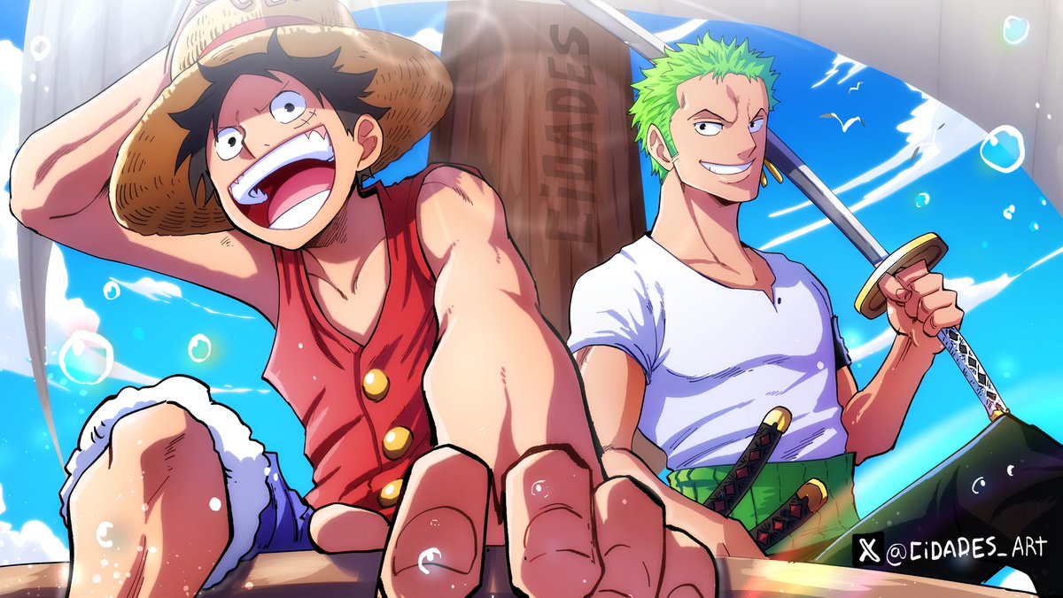 Im back with Luffy and Zoro ! Hope you like this one :) @greyfang10 #ONEPIECE1097 #onepiece #luffy #zoro