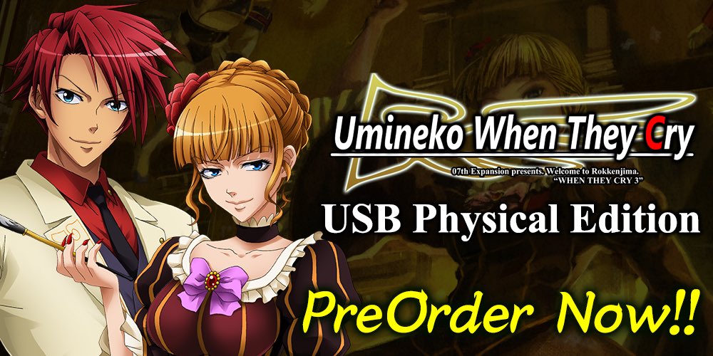 But that's not all! Umineko When They Cry is also getting a USB Physical Edition! And it's also available for pre-order right now! Out July 5th! #Umineko mangagamer.com/detail.php?goo…