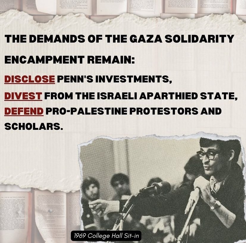 🚨BREAKING—FLOOD UPENN FOR PALESTINE! Refaat Alareer Hall was just liberated at UPenn. Join them at 34th & Walnut NOW.

We, the people, will defend Refaat Alareer Hall until Penn divests from the Israeli war machine. @pao_upenn @thep4pc