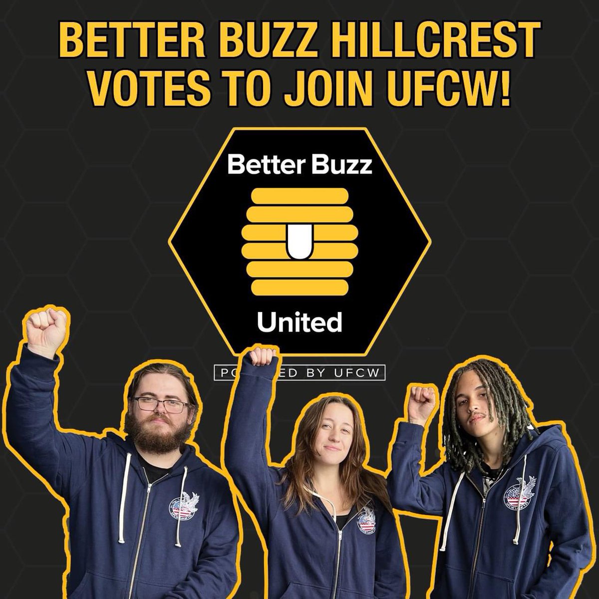 Congratulations to the workers at Better Buzz Coffee in Hillcrest! In a decisive election, the baristas, trainers, and shift supervisors have voted overwhelmingly to join the United Food and Commercial Workers Union Local 135. Read here: ufcw135.com/better-buzz-hi…