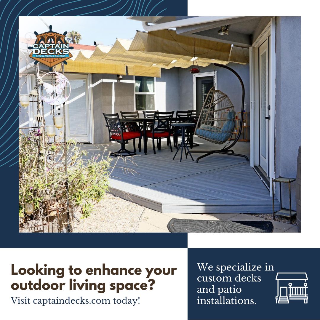captain_decks's tweet image. At Captain Decks, we specialize in custom deck and patio installations that can transform any outdoor area into the ultimate retreat. For a free quote, visit captaindecks.com.  

.

.

.
#decking #deckingsolutions #compositedecking #decking#highenddecking
