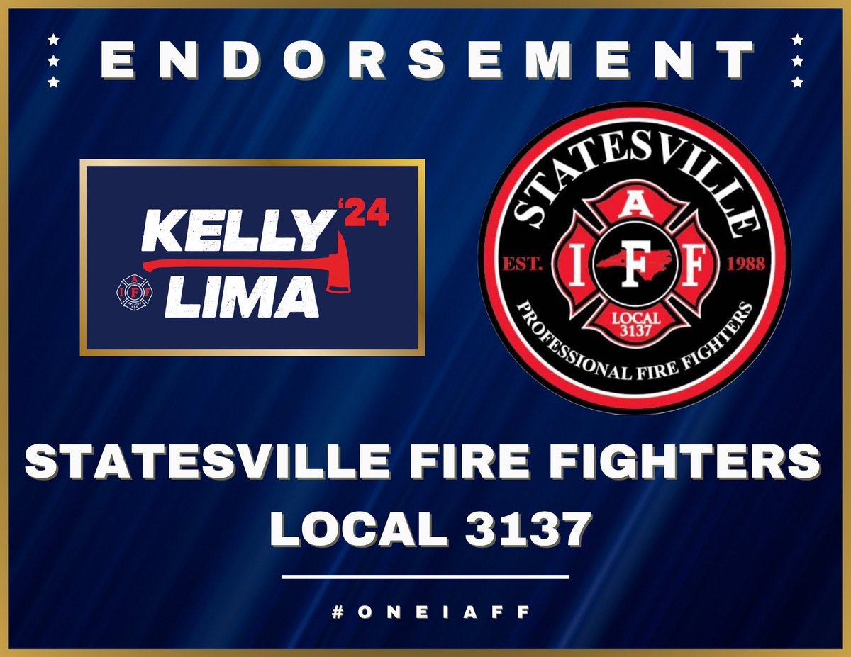 Thank you brothers and sisters in North Carolina with Statesville Professional Fire Fighters Association Local 3137 for your endorsement and support! #OneIAFF