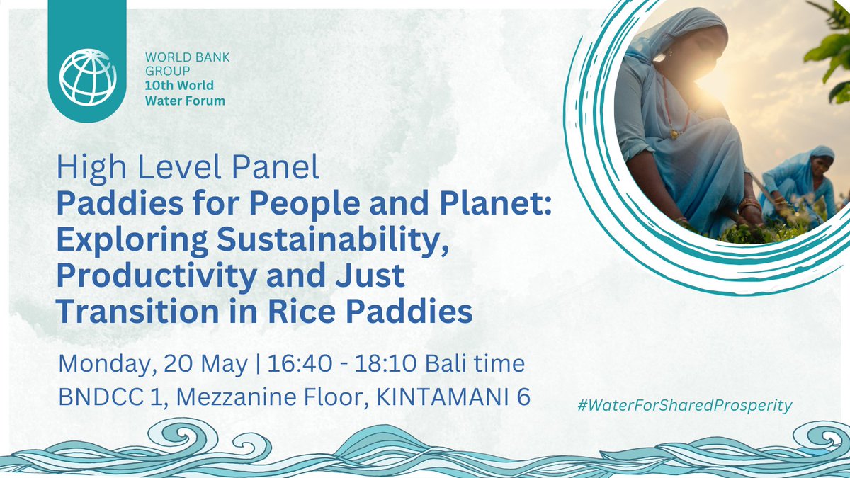 Join us on Monday, May 20 for a high-level ministerial discussion at the #10thWorldWaterForum on transforming rice cultivation for sustainability and climate resilience. Let's tackle emissions while enhancing productivity!