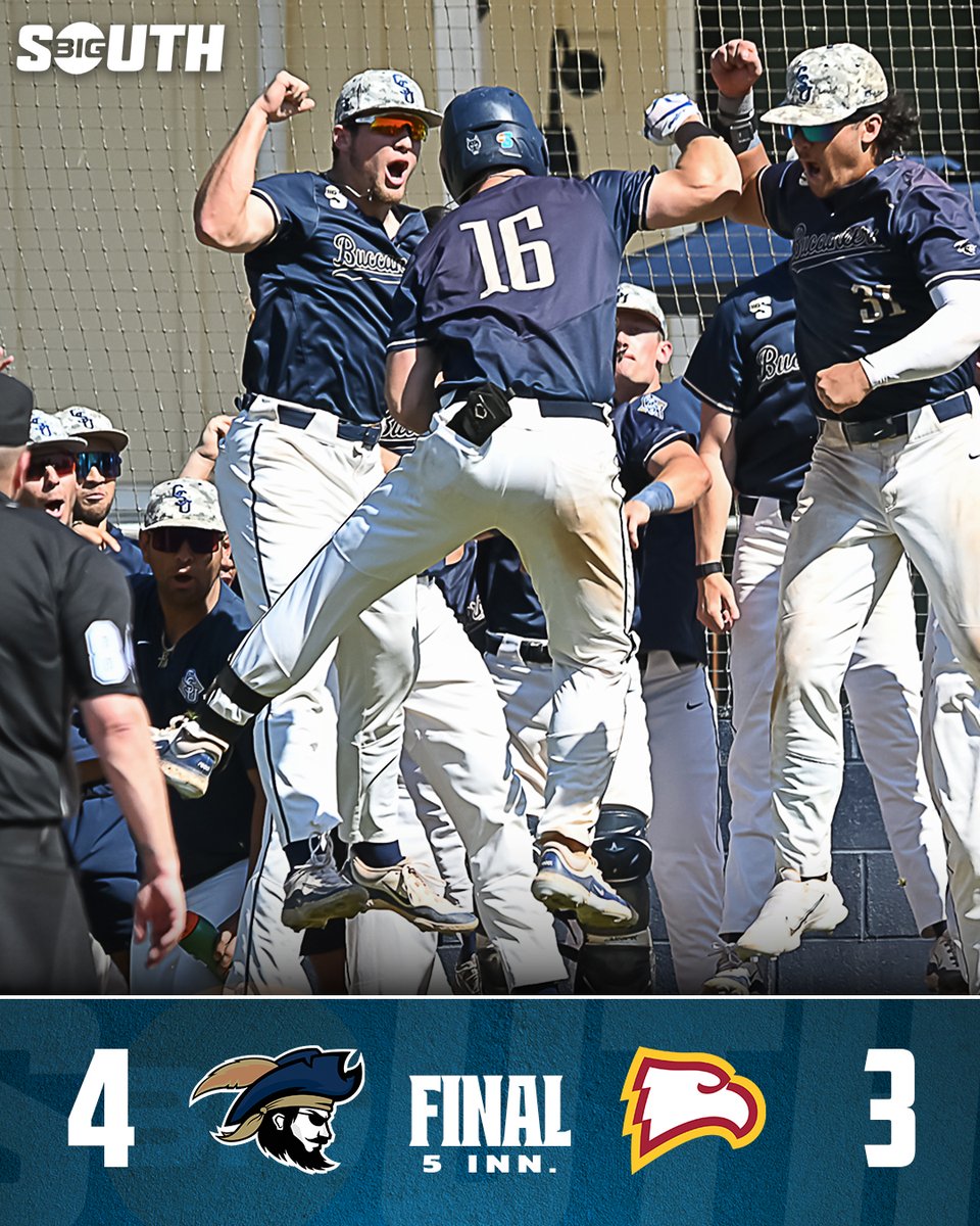 .@millerdakota301 hits a 2⃣-run shot and the Buccaneers come out on 🔝 after a rain-shortened series finale 💪 #BigSouthBase x @CSUBucsBaseball