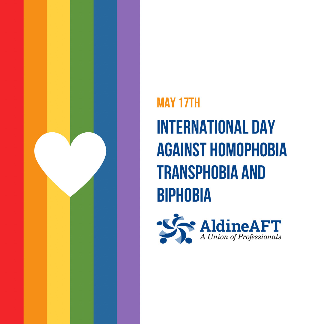 On this International Day Against Homophobia, Transphobia, and Biphobia (IDAHOT), we call on all public education employees to unite against discrimination and prejudice in all its forms. Together, let's commit to creating inclusive and welcoming educational environments.#IDAHOT
