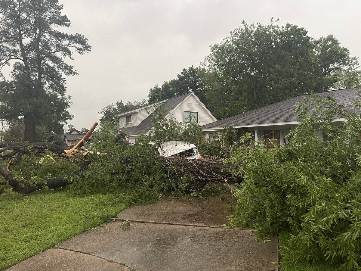 My neighbourhood after the tornado and straight line winds last night. We’re safe. No power or service, but came out to get some supplies. Headed back now.