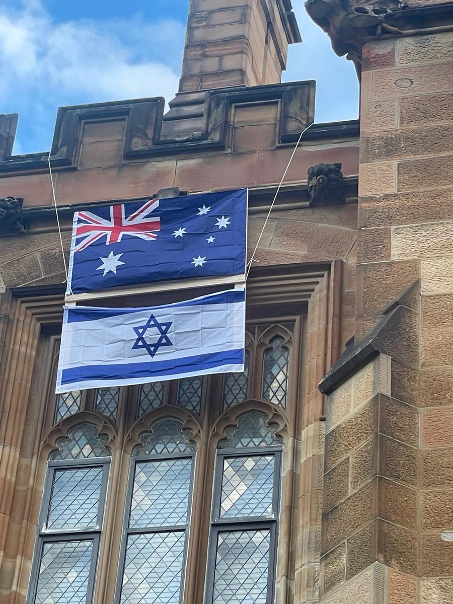Will be interesting to see if the University of Sydney demand this be removed... Two things that will trigger the children protesting below.