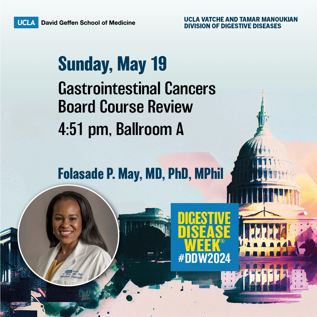 Don't miss GI Cancers at the Board Course Review!

🗣️ Folasade P. May, MD, PhD, MPhil (@drfolamay)
🔹Sunday, May 19
🔹4:51 pm
🔹#DDW2024 Ballroom A