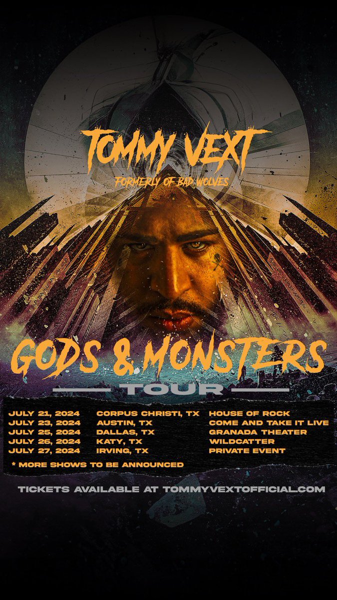 TEXAS TOUR DATES just announced today you can pick up at tommyvextofficial.com or follow me on Bandsintown.com/tommyvext