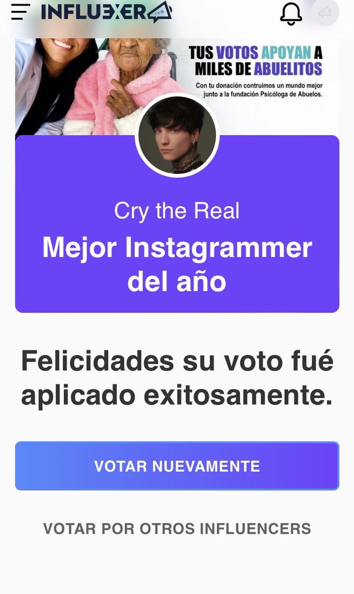 Dicen que si votas por cry al mejor instagramer del año te crece el pipi, la chichi o el poto en un 150%