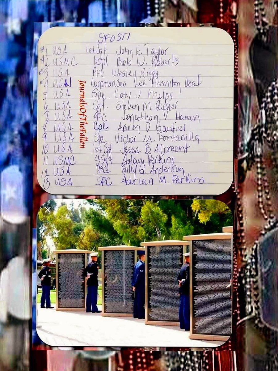Patriots let us Honor the Fallen that gave their all on this day May 17th during the GWOT. 
May they all Rest in Peace!
SemperFidelis,
ECasas
#V1P45
#JOTF4069
#neverforgotten7049 #USA  #USMC #USN 
#GWOTSevenThousandFortyNine #JournalsOfTheFallenGWOT37900