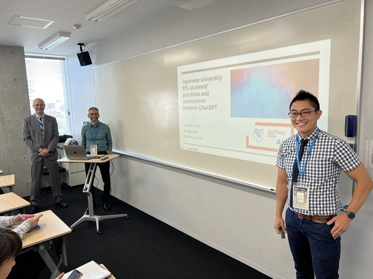 Japanese Uni EFL Students’ Practices and Perceptions Towards ChatGPT with Gilbert Dizon, Jason Gold, and Ryan Barnes
#JALTCALL2024