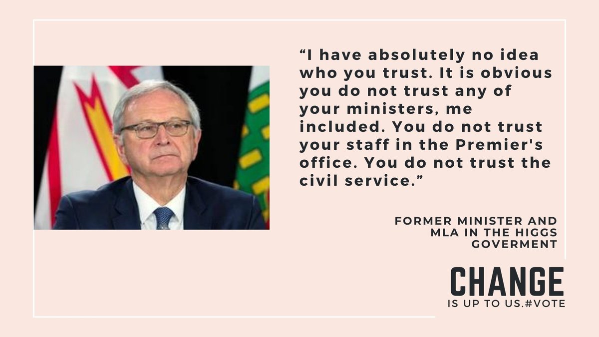 No leader should remain in power if they refuse to listen, empower, and build a team focused on citizens' well-being. This respected Minister's opinion echoes what many believe. It's time for change. Blaine @premierbhiggsis not worth the risk to our future. #TimeForChange