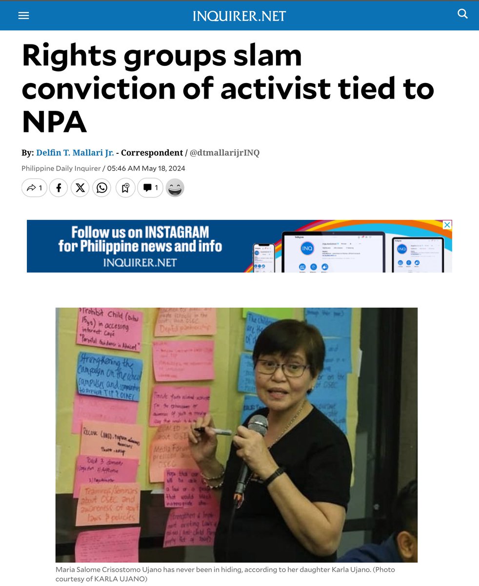 [Salinlahi in the News] “Salinlahi said the conviction of Crisostomo-Ujano “does not only undermine the vital work she has done but also serves as a grave affront to the protection of Filipino children’s rights.””

#FreeSallyUjano
#StopTheAttacks