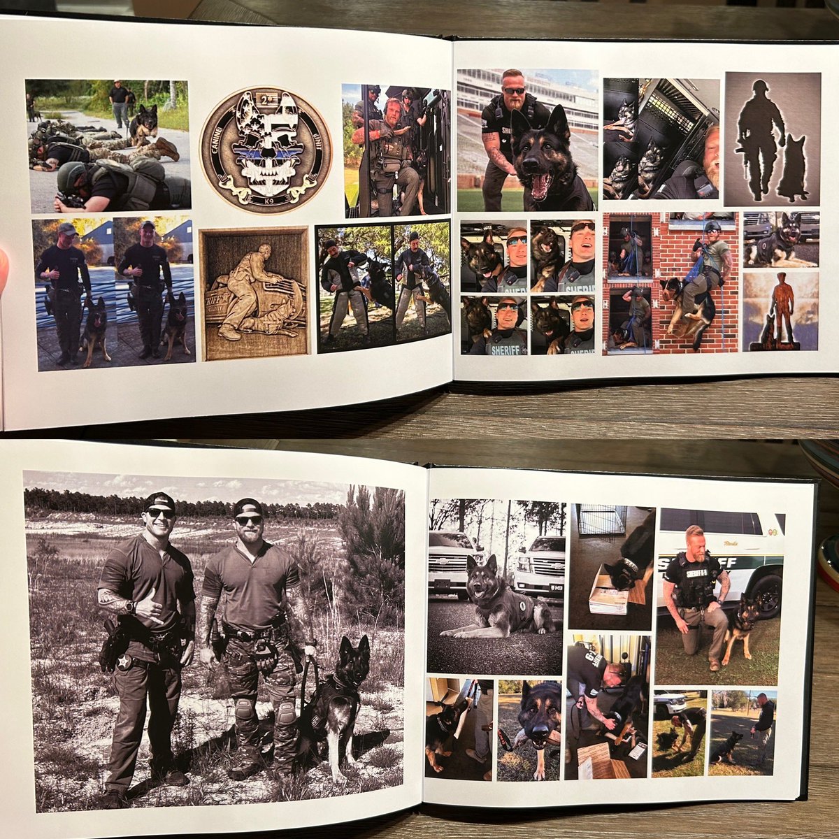 HUGE thanks to everyone who contributed to K9 Ronin’s retirement! I’ll bring them the goodies this week! (& I’ll record) Custom drawing by @Raine_draws placed in a frame box that holds keepsakes, a custom photobook to commemorate their time as a K9 team (250+pics!), toys & a GC!