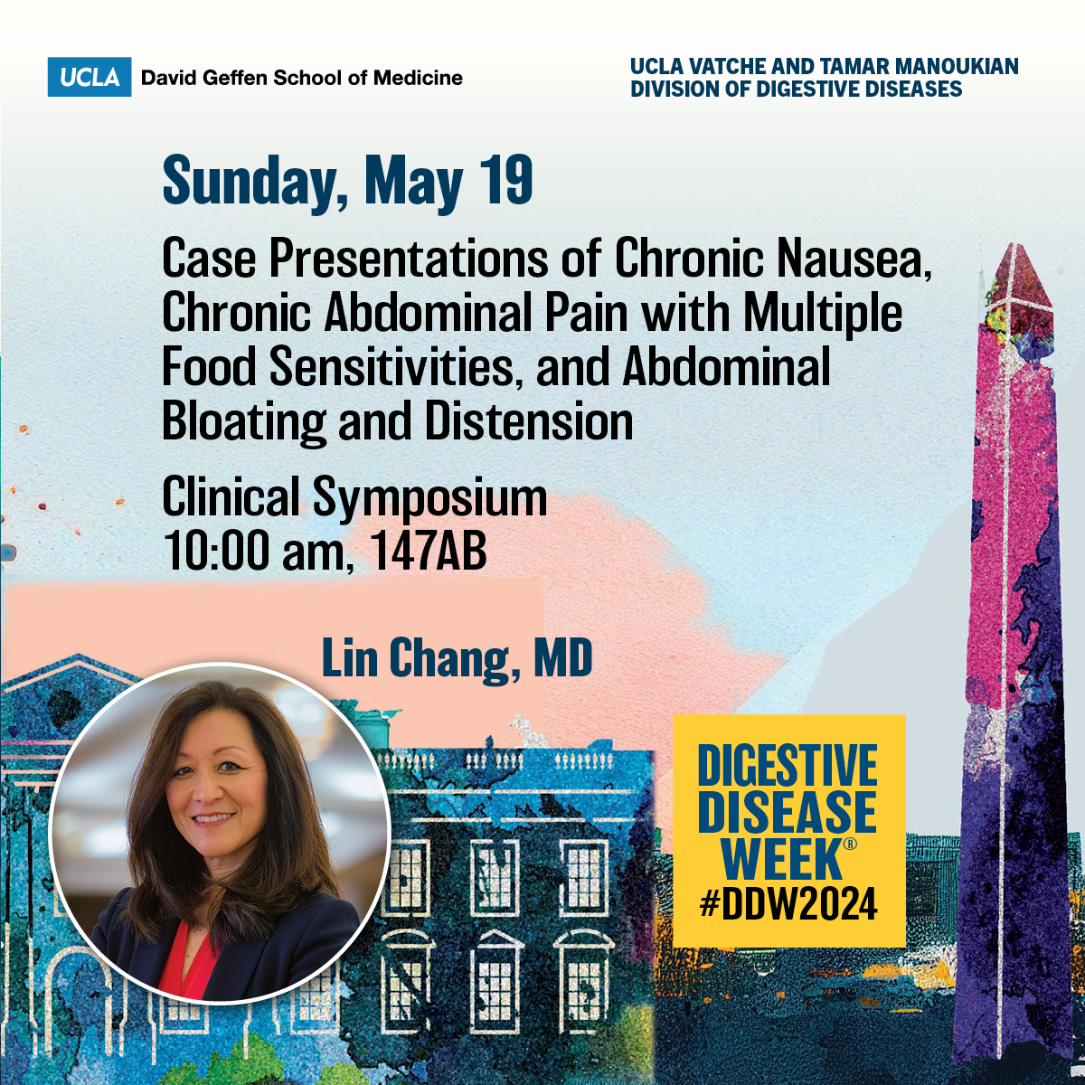 🗃️Case Presentations of Chronic Nausea, Chronic Abdominal Pain with Multiple Food Sensitivities, and Abdominal Bloating and Distension by @LinChang!

🔹#DDW2024 Clinical Symposium & Panel Discussion
🔹Sunday, May 19, 10:00 am, 147 AB