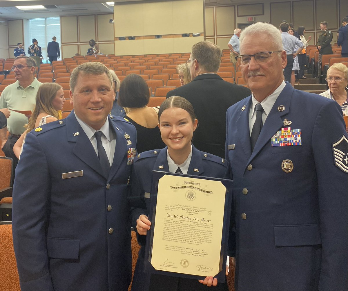 From Maj Lightfoot & MSgt Holland to 2Lt Griffis: Alex, we are so proud of you! It’s time to turn those 4-square screeches into Air Force engine roars! Thank you for your humility, your example & your service to our great nation! #RobCoAFJROTC #WeAreRCSTN