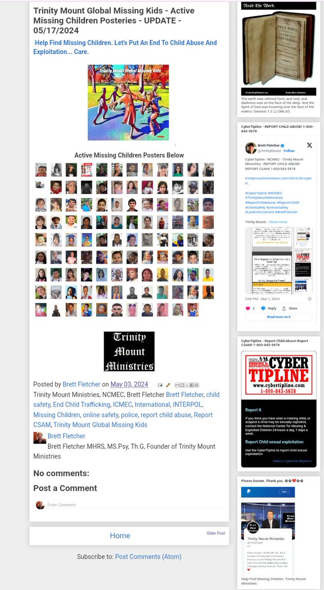 Trinity Mount Global Missing Kids - Active Missing Children Posteries - UPDATE - 05/17/2024

trinitymountministries.com/2024/05/trinit…

#TrinityMountGlobalMissingKids
#TrinityMountMinistries #MissingChildren #ChildSafety #OnlineSafety #ICMEC #INTERPOL #EndChildTrafficking #ReportChildAbuse