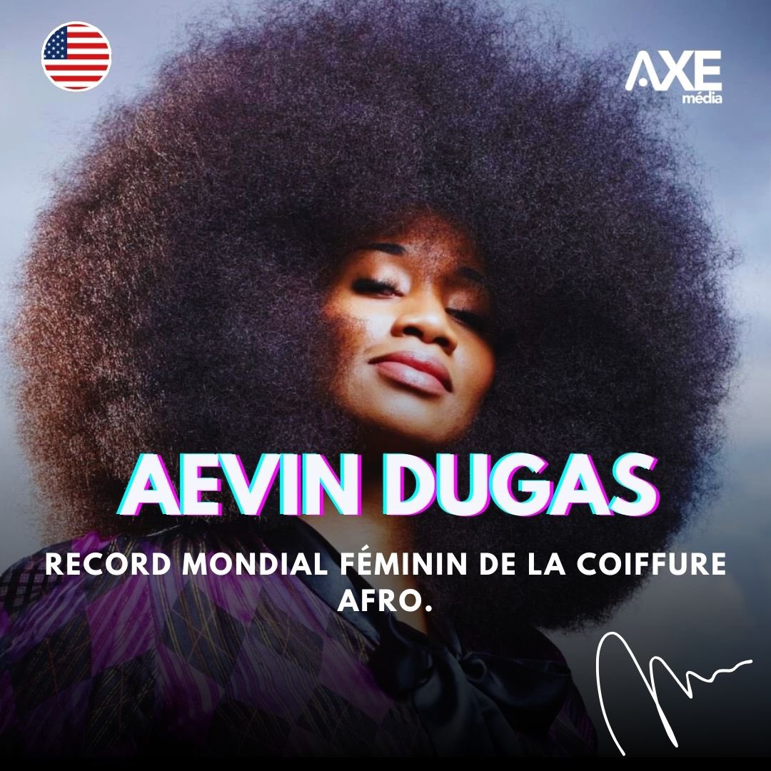 Aevin Dugas est dans le Guinness World Records comme la femme vivante ayant les plus longs cheveux afro. La coiffure de la jeune américaine mesure 25 cm de haut, 26 cm de large et 165 cm de circonférence. Un résultat obtenu après 24 ans. #AXEmedia 👩‍🦰