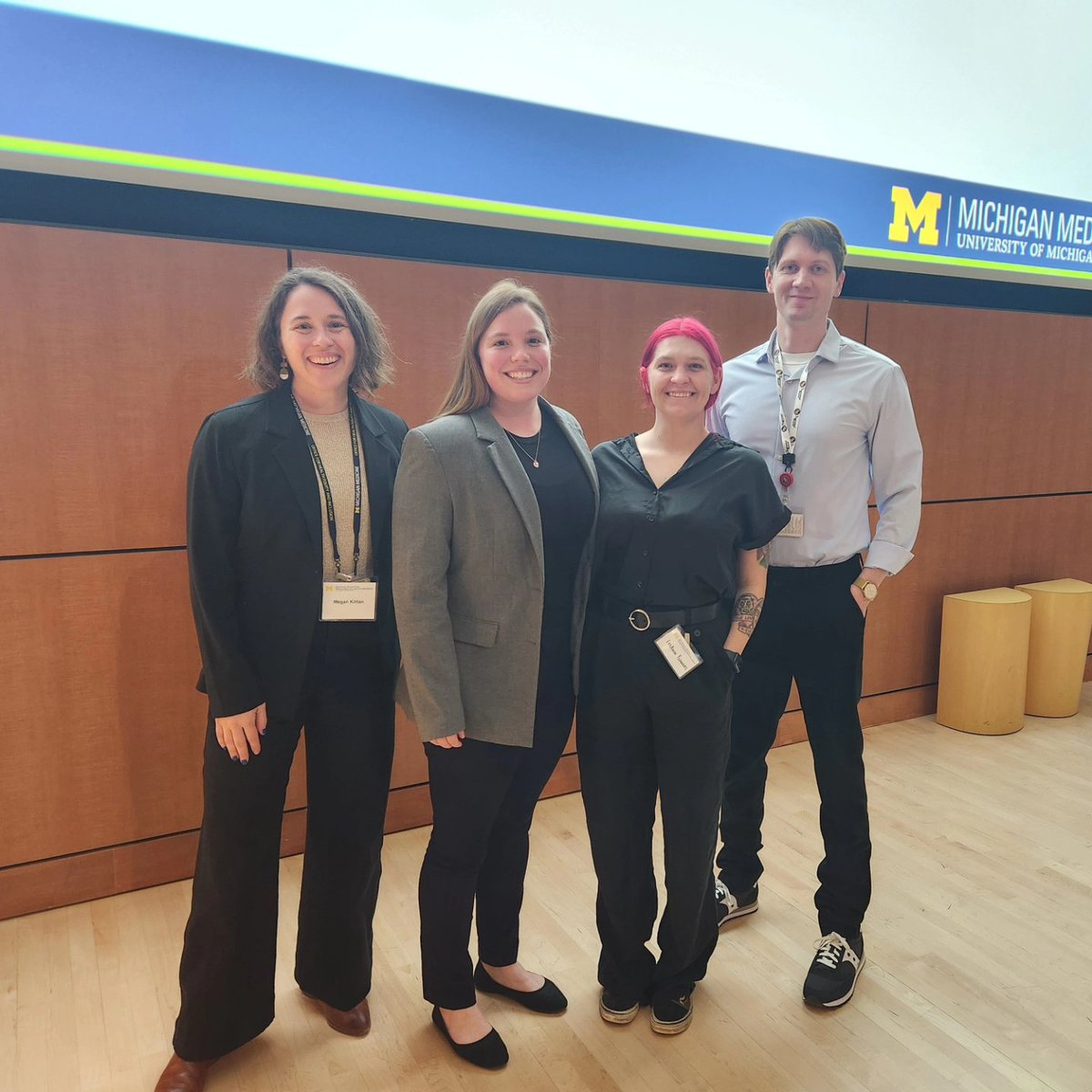 Yesterday was the 8th annual MIMHC symposium @UMichMedScience w/ keynote @TeresaZimmers! 

 @bio_bulma and @sssteltz were **each** selected to present their PhD research in the trainee awards session 🎊
🥁... congratulations, LeeAnn, for receiving a travel award!

#TheTeam #Bet