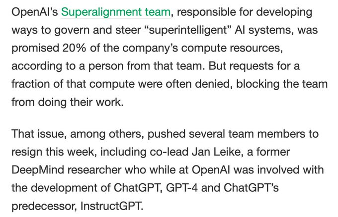 OpenAI created a team to control 'superintelligent' AI &mdash; then let it wither, source says https://t.co/s8vIQwsv1Z