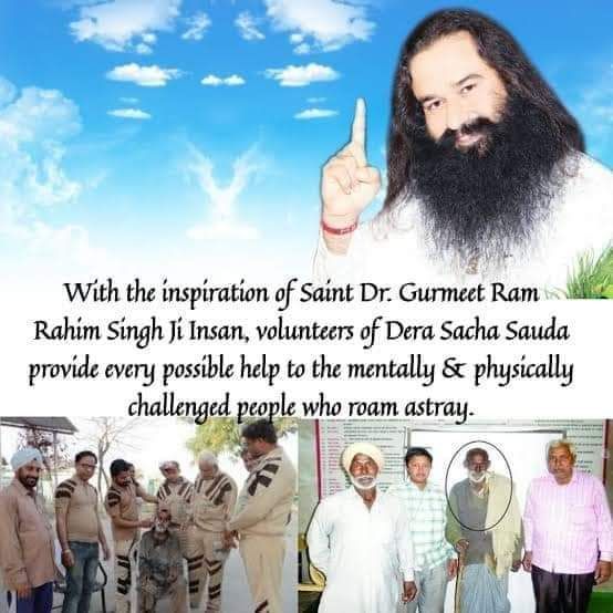 The society mistreats the missing mentally retarded persons. But Dera Sacha Sauda Volunteers help them physically, psychologically,socially ,reunite them with their families and give them a true life, with the inspiration of Saint Ram Rahim. #SpiritOfHumanity