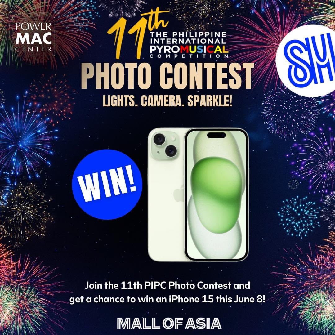 Join the #11thPIPC Photo Contest and snap your best fireworks shot at the MOA Complex

Capture the magic on May 18, 25, or June 1 for a chance to win a GoPro Hero 11, and compete for the grand prize—an iPhone 15 on June 8! In partnership with Power Mac Center 🤩

#MOAExperience