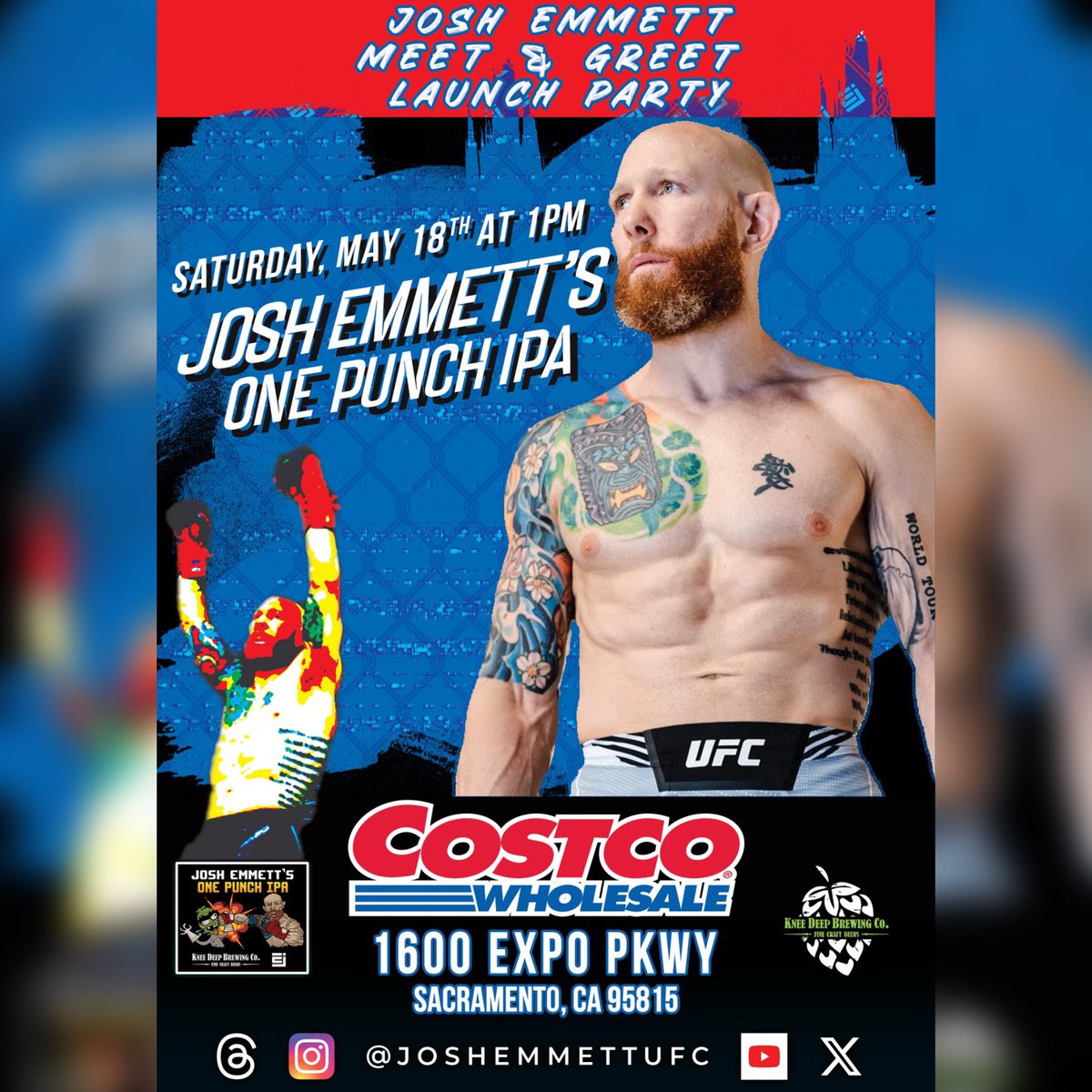 I’ll be at Costco Sacramento tomorrow from 1:00-2:30pm doing a signing and taking pics for the drop of One Punch IPA! Swing by, say hi and pick up some beer 🍻 

#joshemmett #onepunchipa #craftbeer #ufc #beer #sacramento #sacramentoproud