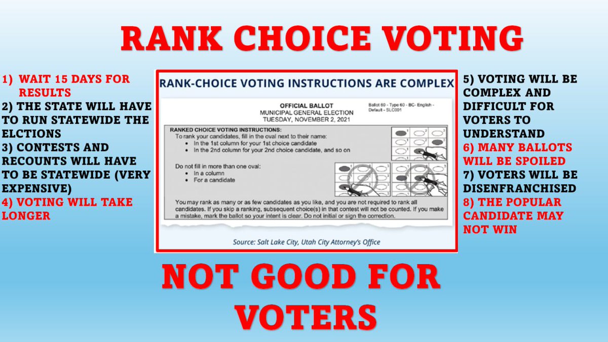 @honestelections RCV Rank Choice Voting will be a nightmare. More confusion while trying to rank the choices and a longer time to vote which will cause long lines and heavy wait times to vote. @illinoissbe @ILSenDems @907Honest @CauseAmerica @CoA_ILL