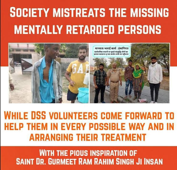 Mentally disturbed people separated from their homes and families wandering on roadsides are getting treated by doctors and getting back home safely by dera sacha sauda volunteers to keep 
#SpiritOfHumanity alive They do so with the inspiration of Saint 
Ram Rahim ji