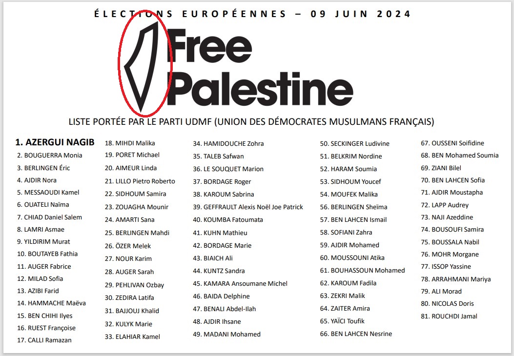Mais où est donc passé #Israël ❗️😲
Cette liste nommée #FreePalestine à l'élection #Européenne2024 ne serait elle pas antisémite puisque sous entendant la disparition de l'état juif par son graphisme❓🤔
@Elysee @gouvernementFR @AssembleeNat @Senat @Conseil_Etat