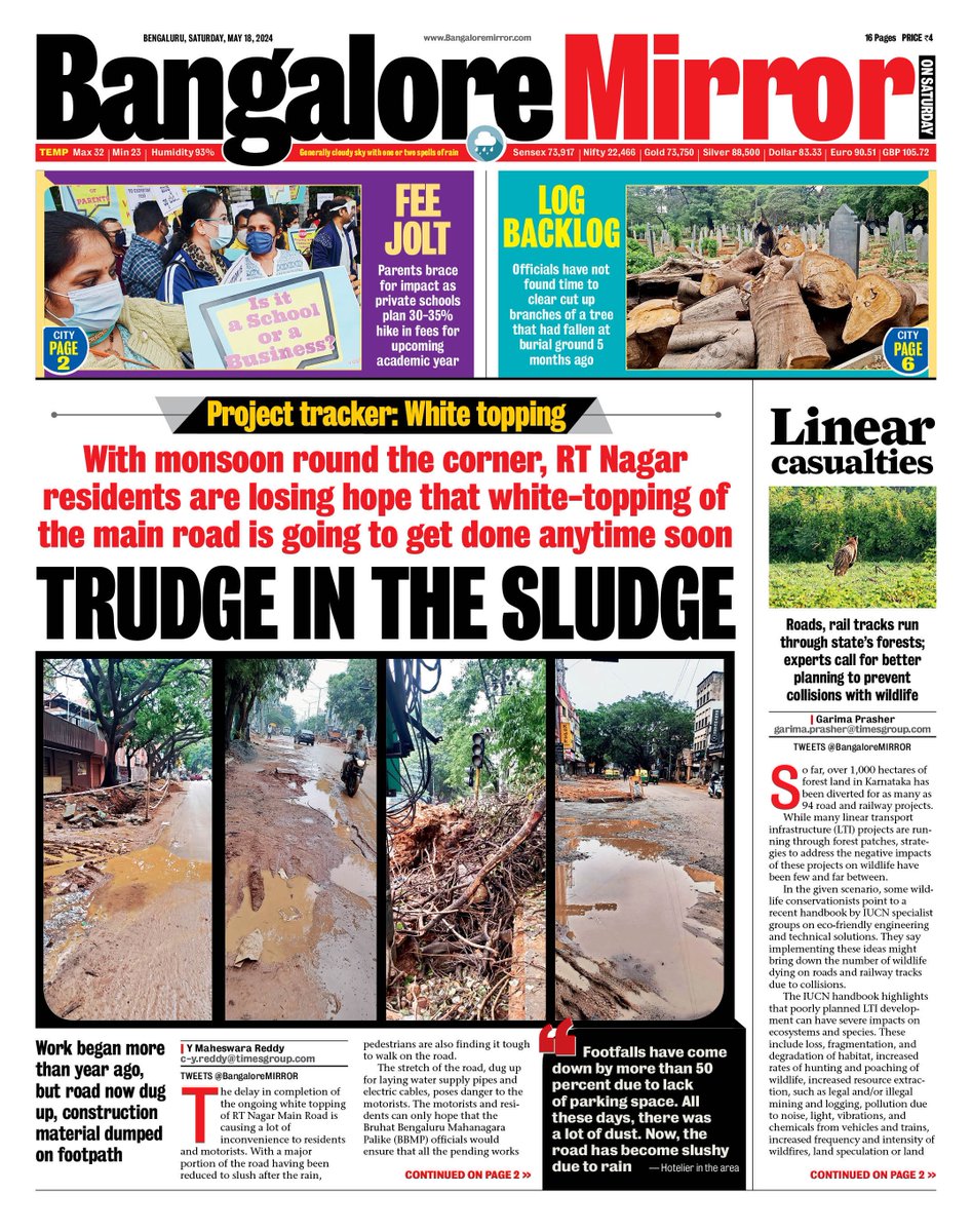 Today's Bangalore Mirror, Front Page. Grab a copy, #Bengaluru #Bangalore or check out at epaper.timesgroup.com