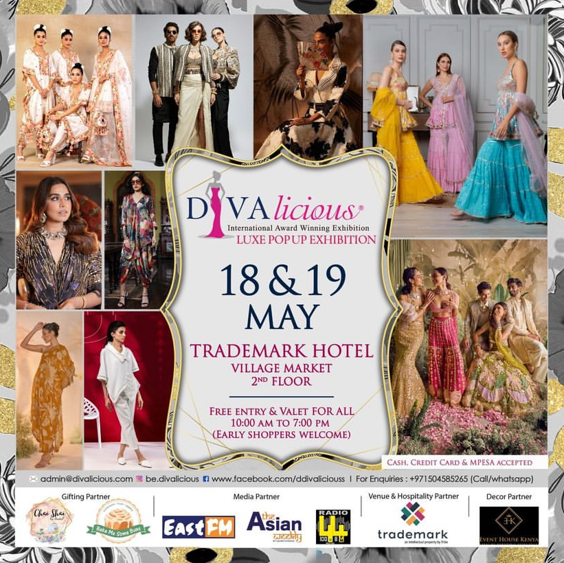 EastFMKenya's tweet image. Discover the ultimate Indian outfits for every occasion! Get ready for Divalicious' luxurious pop-up exhibition, coming to Trademark Hotel, Village Market TODAY and TOMORROW!! Entry is free! Don't miss out on this fashion extravaganza!

#EastFm #EastFmKenya #Divalicious