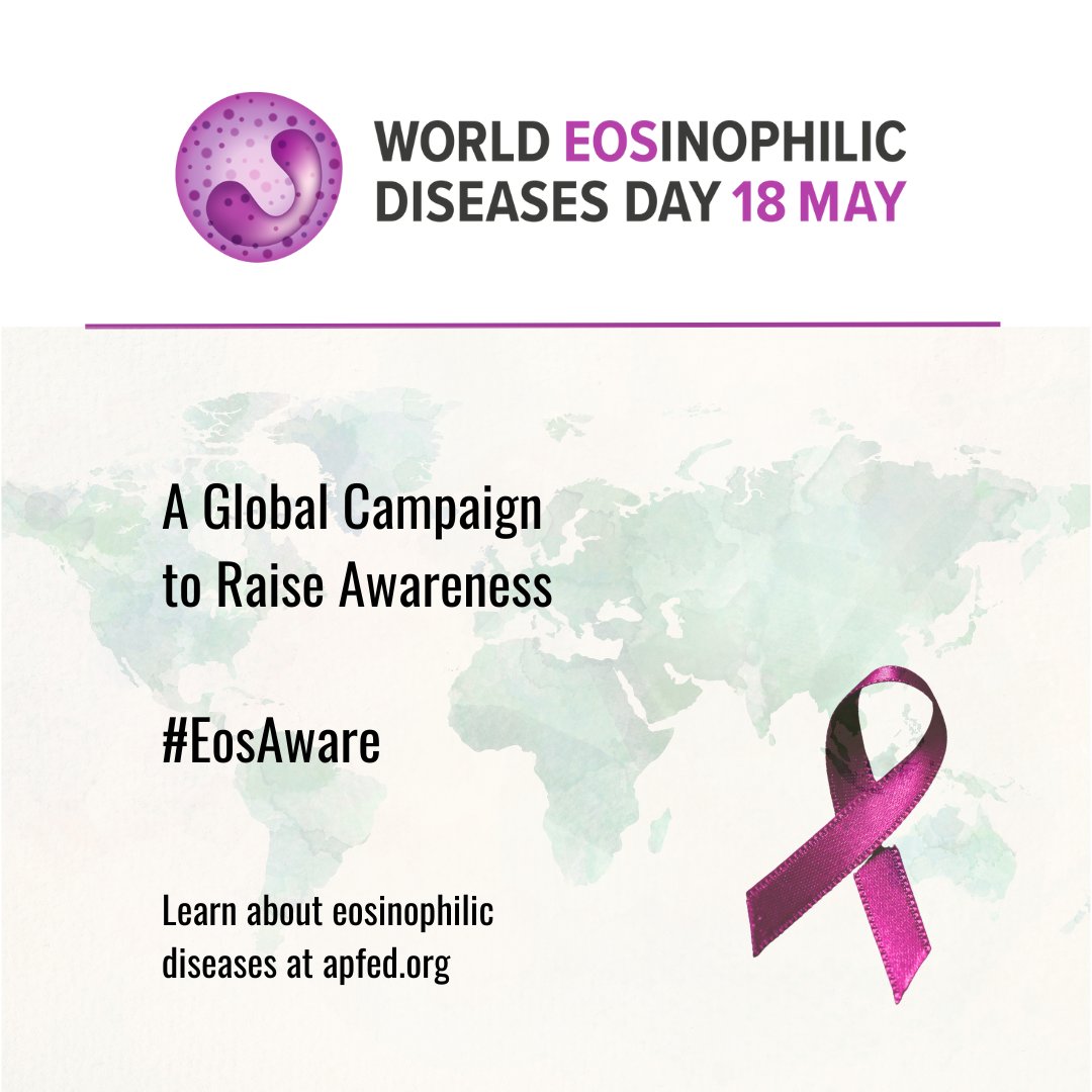 EOSMAN_tweets's tweet image. Today is World Eosinophilic Diseases Day 🎀🎀🎀

apfed.org/events/nationa…

#EosAware